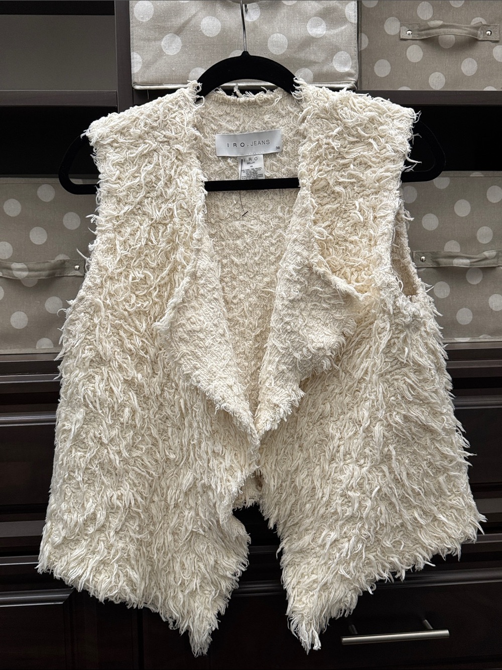 IRO women’s Cream Shaggy Faux-Fur Vest
